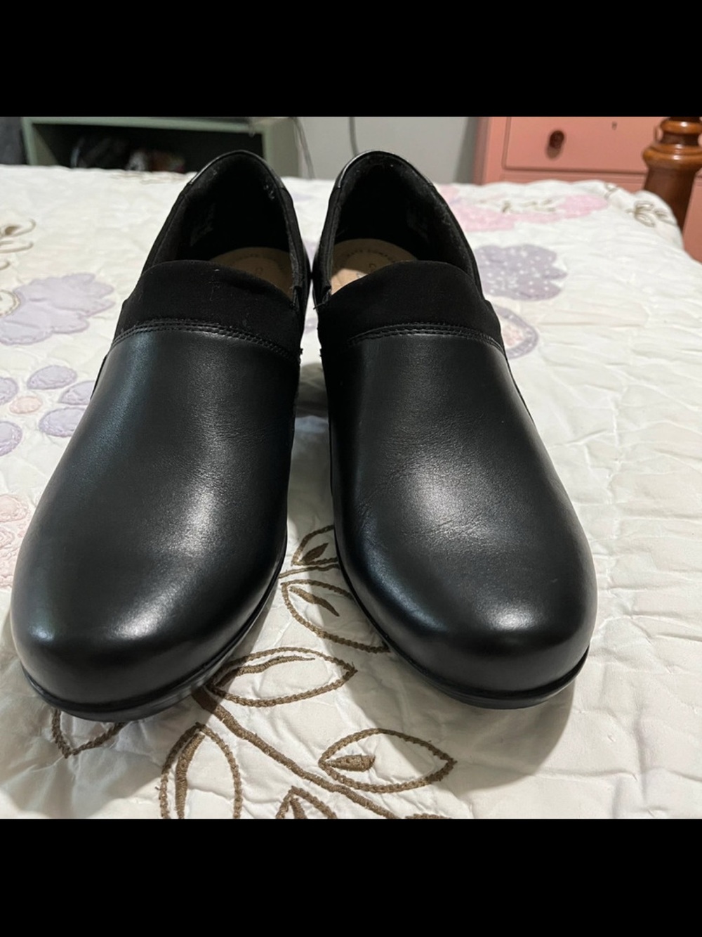 Clarks Women's Black Slip-On Low Heel Loafers